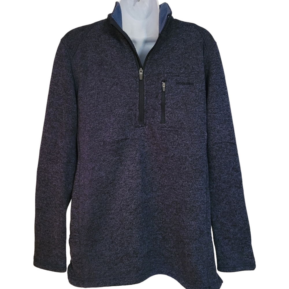 Woolrich Men Blue Angler 1/4 Zip Pocket Fleece Pullover Sweater Jacket Size M